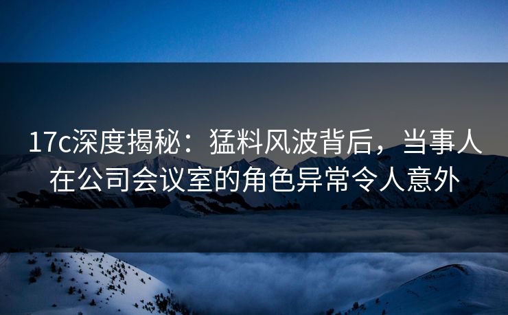 17c深度揭秘：猛料风波背后，当事人在公司会议室的角色异常令人意外