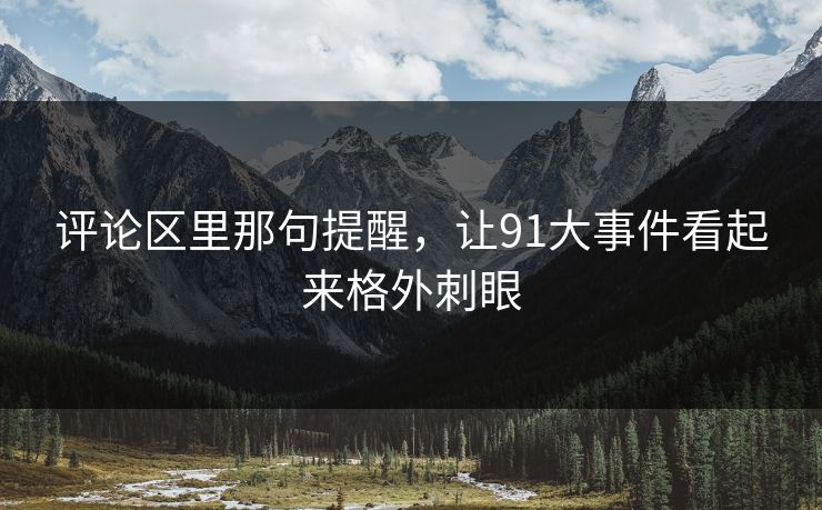 评论区里那句提醒,让91大事件看起来格外刺眼 评论区里那句提醒,让91大事件看起来格外刺眼