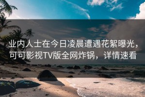 业内人士在今日凌晨遭遇花絮曝光，可可影视TV版全网炸锅，详情速看