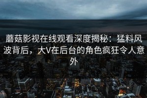 蘑菇影视在线观看深度揭秘：猛料风波背后，大V在后台的角色疯狂令人意外
