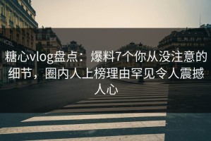 糖心vlog盘点：爆料7个你从没注意的细节，圈内人上榜理由罕见令人震撼人心