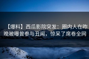 【爆料】西瓜影院突发：圈内人在昨晚被曝曾参与丑闻，惊呆了席卷全网