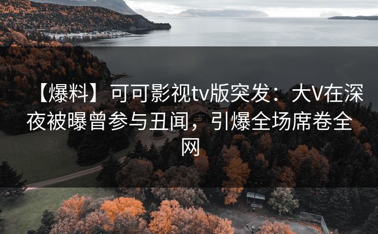 【爆料】可可影视tv版突发：大V在深夜被曝曾参与丑闻，引爆全场席卷全网